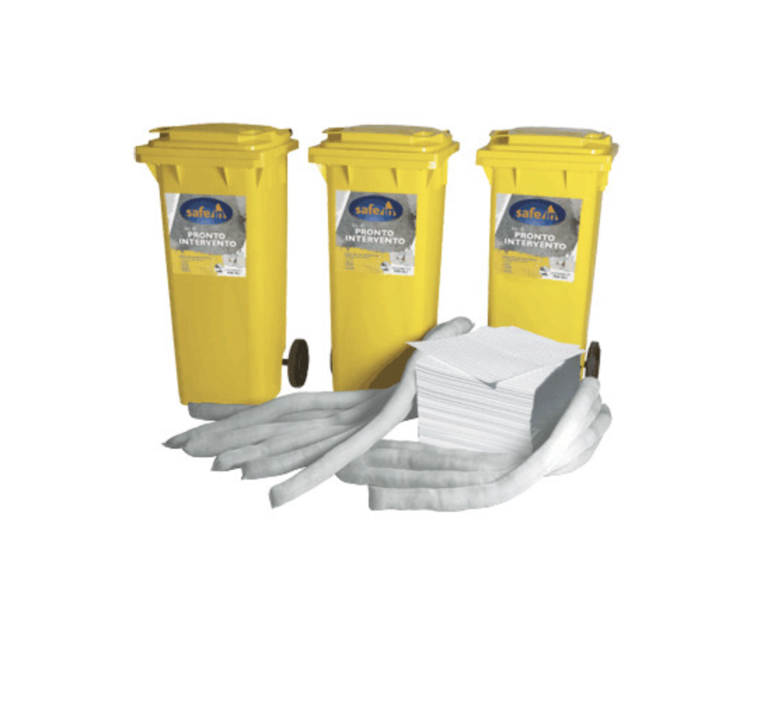 Kit assorbente "serie OIL" in bidone carrellato SAFE IN